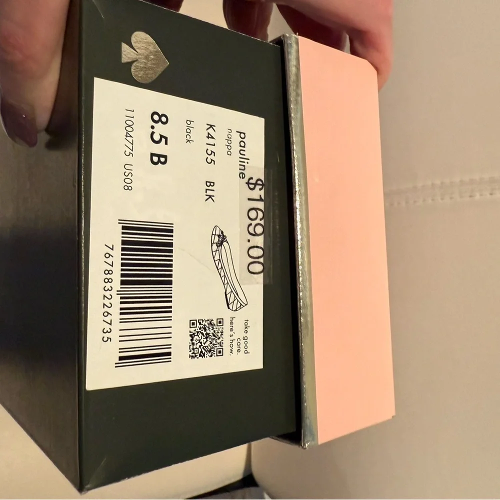Kate Spade Pauline Black Patent Quilted Leather Flats 8.5 New